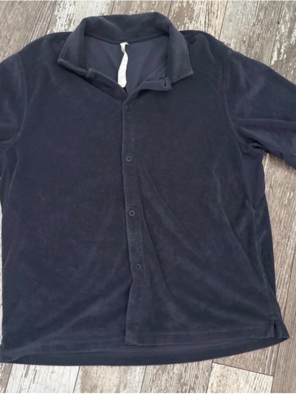 Fabletics Men's Dark Navy Button-Down Long Sleeve Shirt